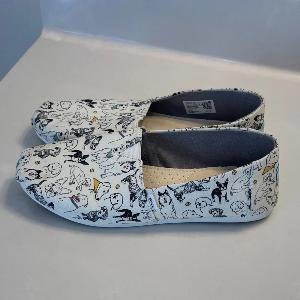 TOMS Slip-On Canvas Shoes with Multicolor Dog Print - Cream - Picture 7 of 8
